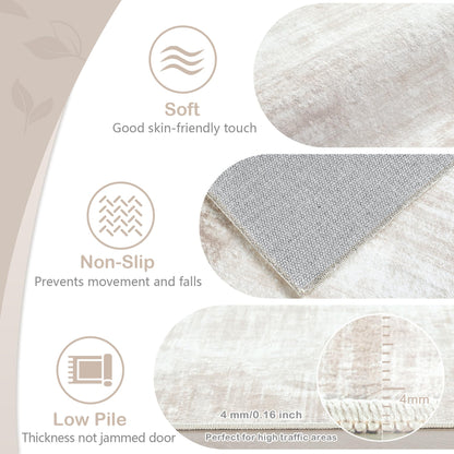 Area Rugs 6x9 Living Room: Washable Rug Modern Abstract Large Rug Soft Non Slip Neutral Rugs Stain Resistant Indoor Carpet for Bedroom Kitchen Dining Room Table Nursery Home Office Rugs(Beige,6'x9')