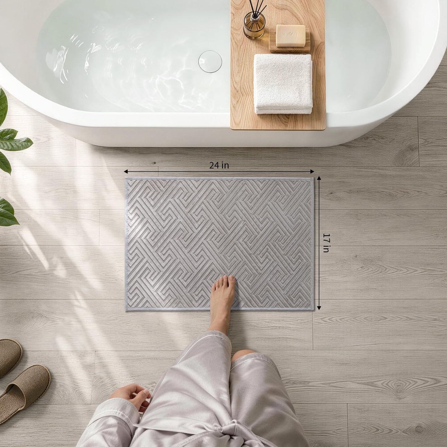 YIHOUSE Gray Bathroom Rugs 17"x24", Quick Dry Non Slip Bath Rug, Absorbent Machine Washable Thin Bath Mat for Restroom Floor Tub Laundry Room Home Decor