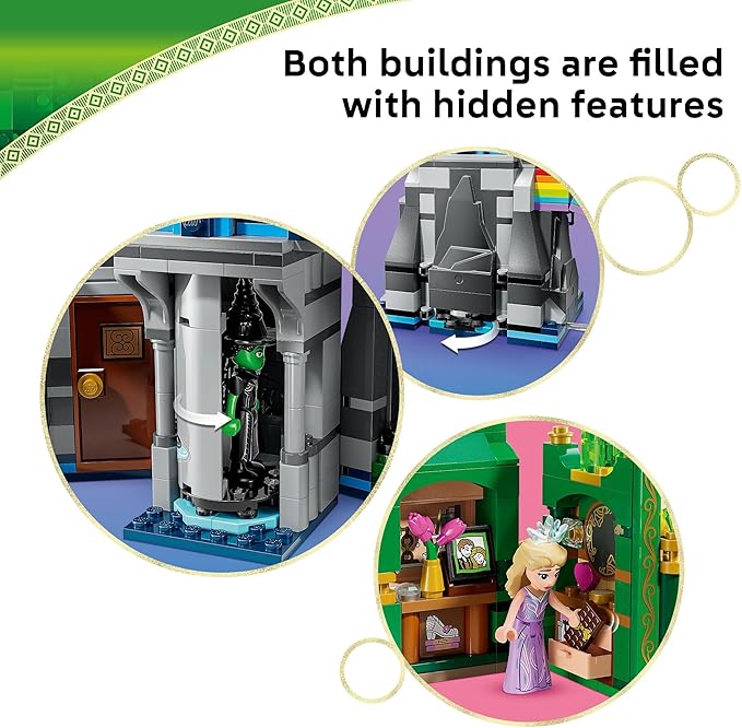 LEGO Wicked Emerald City &amp Kiamo Ko Castle Building Toy - Elphaba &amp Glinda Toy Figures 2 Buildable Playsets &amp Flying Monkey Minifigure for Kids Ages 9+ - Wicked Merch Gift for Girls &am