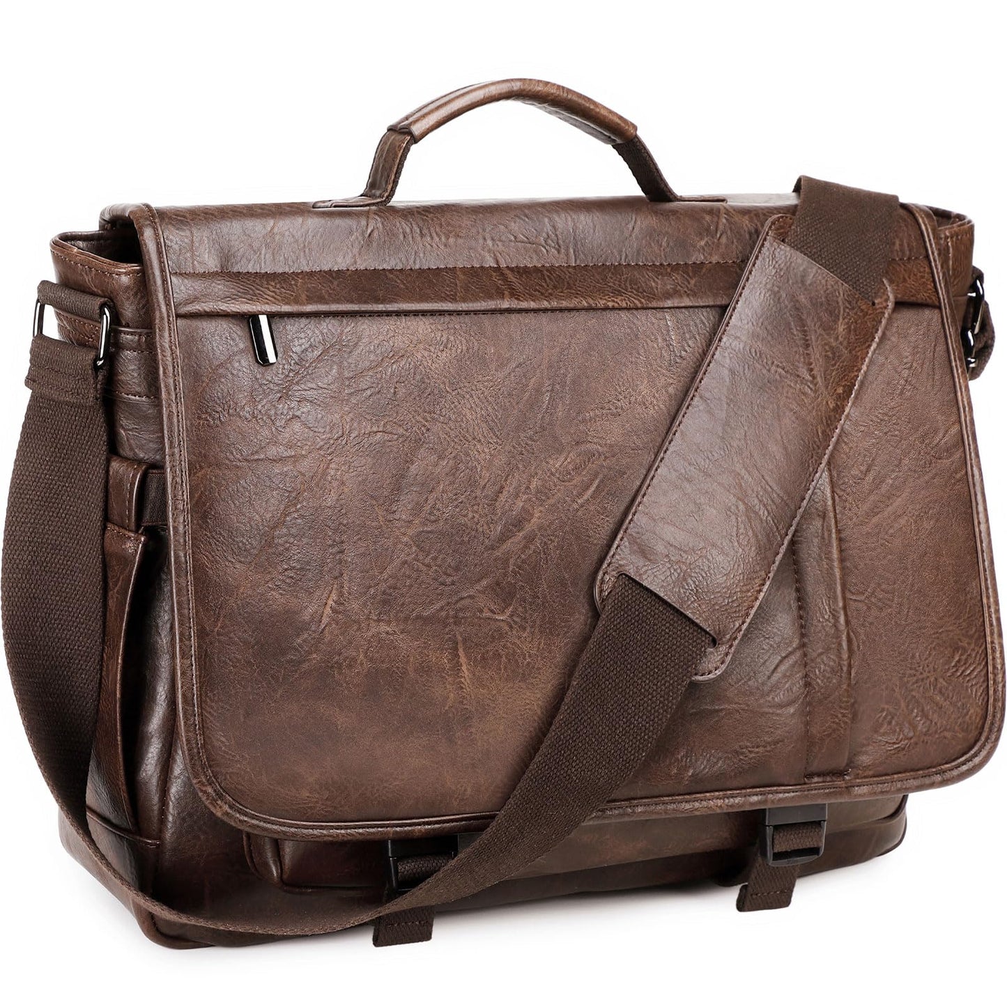 17.3 Inch Messenger Bag for Men: Laptop Bag PU Leather Work Briefcase Large Carry On Computer for Office College Travel,PU Coffee