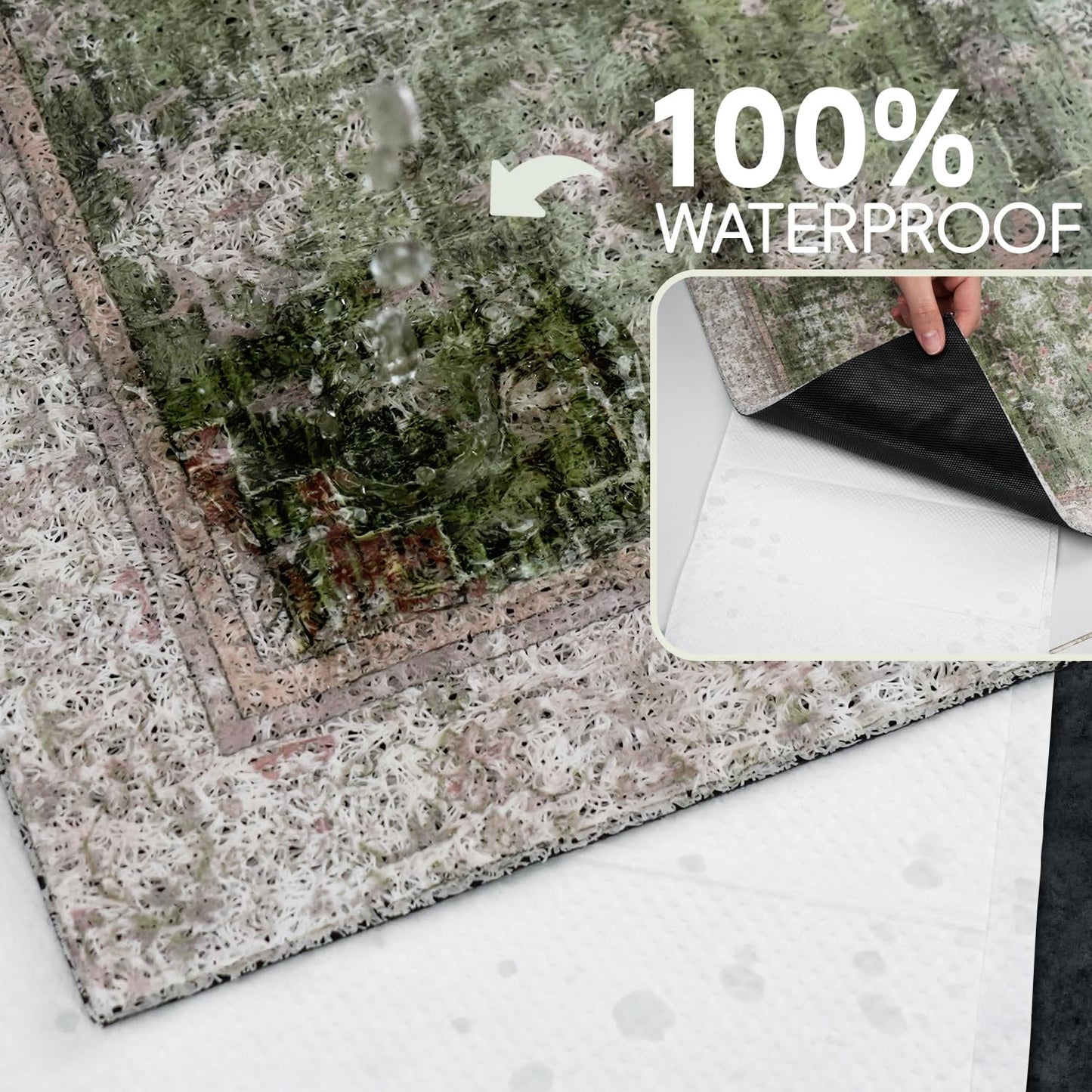 Qyasdhnx Cat Litter Mat Litter Trapping Mat, 24"x15" Waterproof Urine Proof Litter Box Mat Catcher Mat Non-Slip Washable for Kitty Kitten, Green
