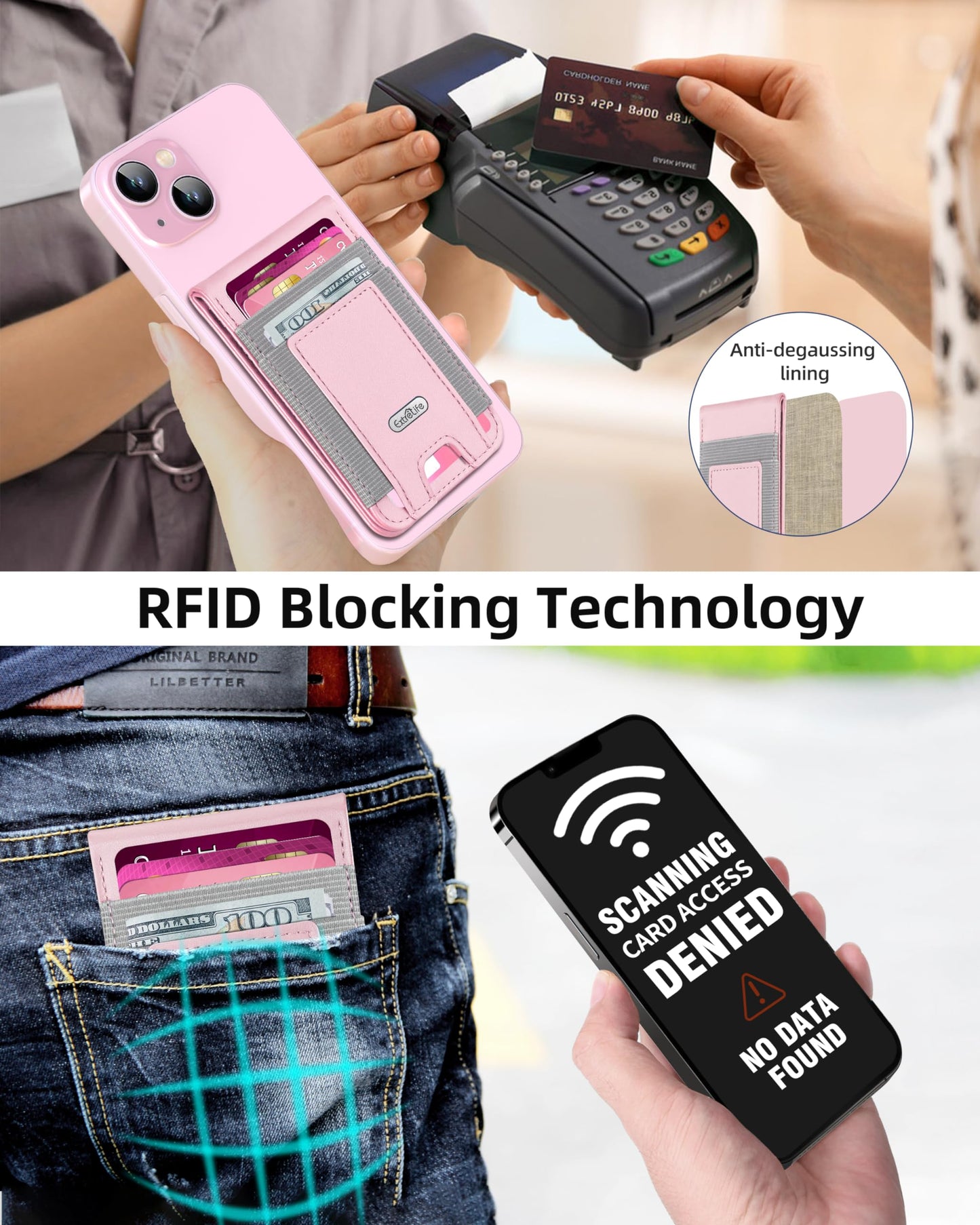 For Magsafe Wallet Stand, Strongest Magnetic Wallet for iPhone 17/16/15/14/13/12 Series, Adjustable Stand, ID Window, 4 Card Slots, 10 Cards Holder, Vegan Leather, RFID Blocking, Pink