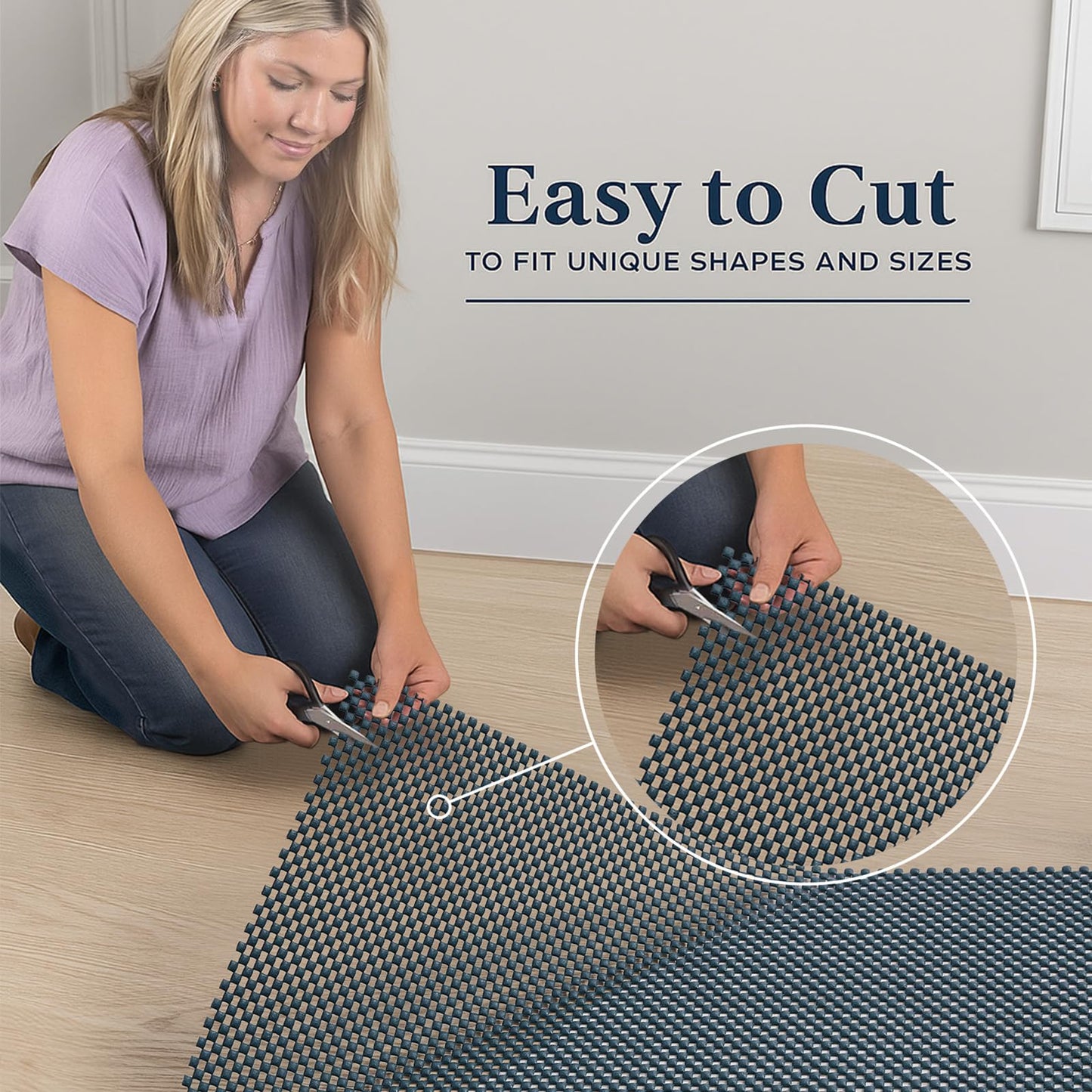 Veken 6x9 Ft Rug Pad Gripper for Hardwood Floors, Non Slip Dark Blue Rug Pads for Area Rugs, Thick Rug Grippers for Tile Floors, Under Carpet Anti Skid Mat, Keep Your Rugs Safe and in Place