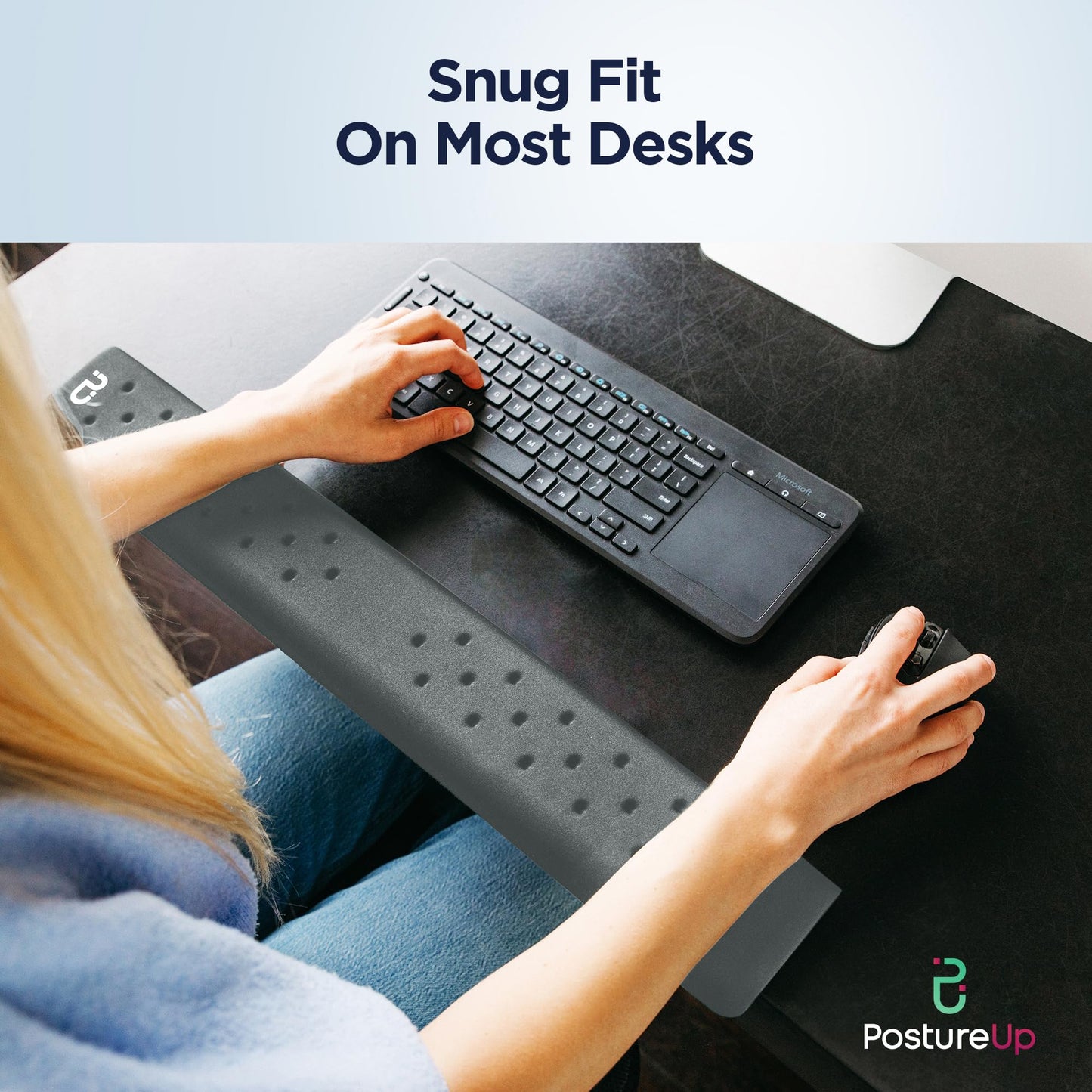 EdgeRest PostureUp L-Shaped Memory Foam Wrist Rest, Ergonomic Elbow and Forearm Support for Desk, Non-Slip Universal Fit, Light Gray