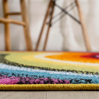 JONATHAN Y Flow Abstract Swirl Indoor Area Rug 3x5, Red/Yellow/Blue, Modern, Coastal, Easy-Cleaning for Living Room, Bedroom, Kitchen, Pet Friendly, Non-Shedding (DZC100A-3)
