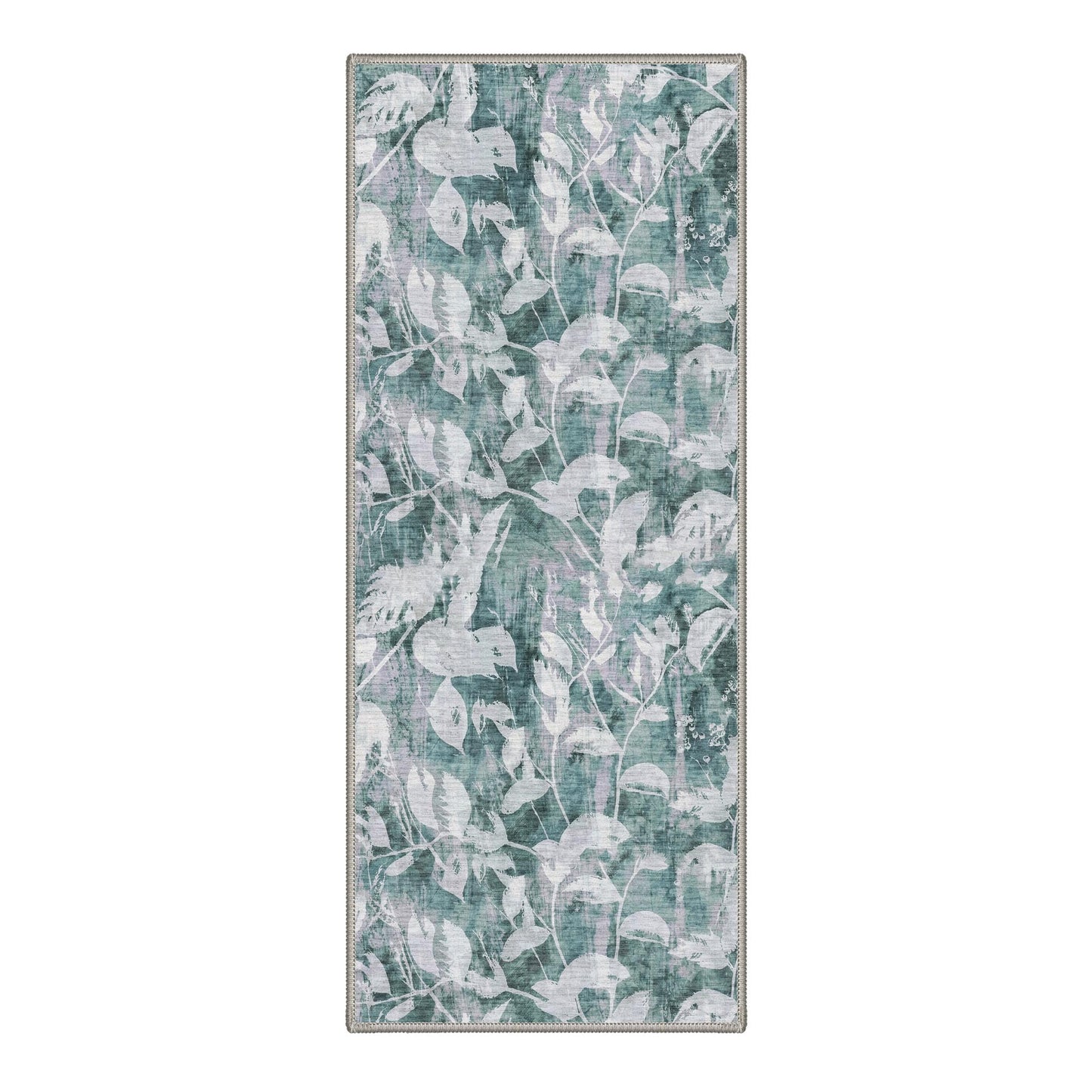 GENIMO 2X5 Hallway Runner, Machine Washable Non Slip Low Pile Soft Rugs, Modern Botanical Faded Leaves Carpet for Entryway, Kitchen, Dusty Sage