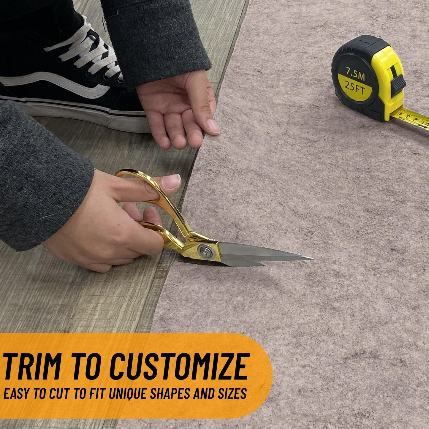 Ottomanson 3' x 12' Non-Slip Rug Pad Gripper 1/4 Inch Thick Dual Surface Felt + Rubber Gripper - Safe for All Floors, Brown