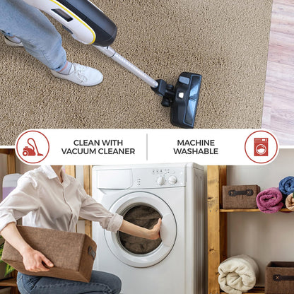 Luul Home Non Slip Solid Area Rug Beige 6x9 Rubber Back Soft Rugs for Living Room Kitchen Bedroom and Hallway Stain Resistant Washable Easy Cleaning Non Shedding Carpet Beige 6 x 9