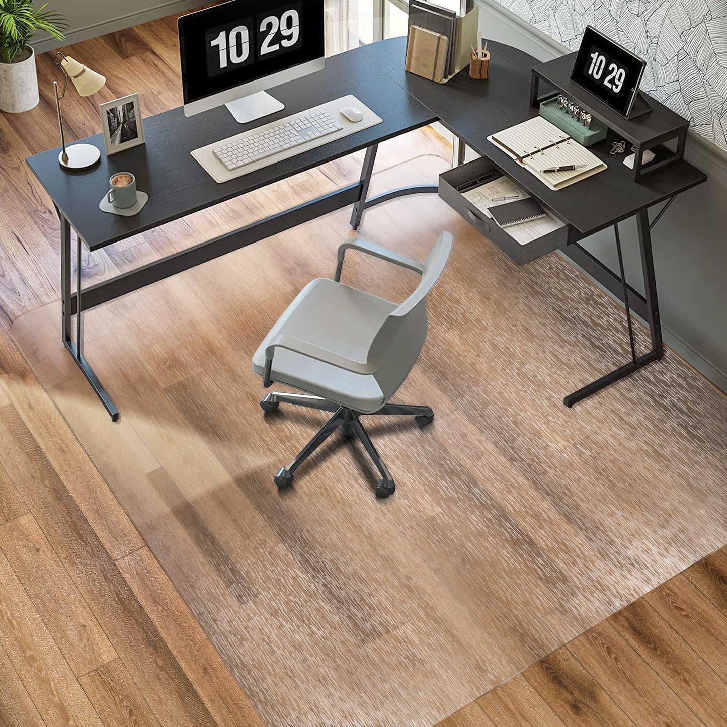 Clear Chair Mat, TYDLE 50" x 65" Large Office Chair Mat for Hard Floor, Vinyl Floor Mat for Gaming Chairs, Slip Resistant Floor Protector Rolling Computer Desk Mat for Hardwood Floor, Clear