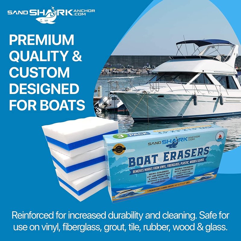 SandShark Premium Boat Hull Cleaner | Eraser Sponge, Boat Accessories Gifts for Cleaning Must Have Pontoon Boat Accessories, Gadgets for Men or Women, Scuff Erasers Vinyl Cleaner