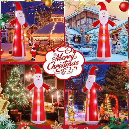 12FT Christmas Inflatables, Giant Santa Christmas Inflatable Outdoor Decoration, Christmas Outdoor Inflatables with Built-in LEDs, Christmas Blow Up Yard Decorations for Party Holiday Lawn