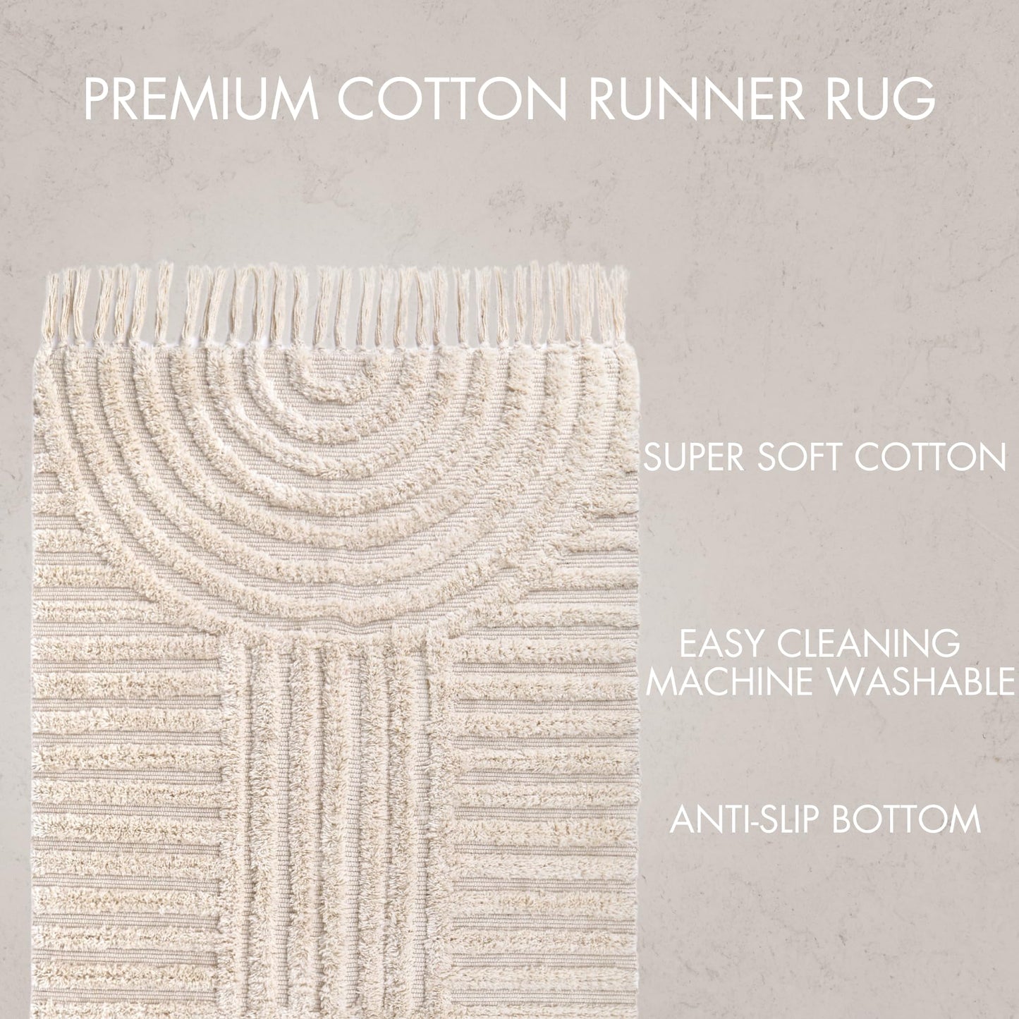 KIBAGA Beautiful Boho Rug with Tassels for Your Bathroom - Soft 2 x 3 ft. Cotton Rug Fits Perfectly Into Your Bath - Washable, Non-Slip Mat Ideal to Enhance Any Modern Home Decor, 24 x 36 inch