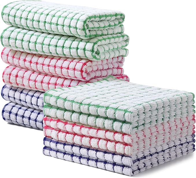 Homaxy Kitchen Towels and Dishcloths Set, 16 x 25 and 12 x 12 Inches, Super