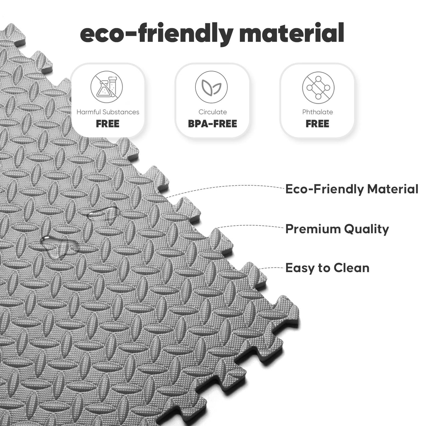 Home Gym Mat, Puzzle Exercise Mat, EVA Interlocking Foam Floor Tiles for Home Workout Equipment and Kids' Play Areas - Grey, 24 in x 24 in x ½ in - 16 Tiles (Grey, 16 Pack, 64 SQ FT)
