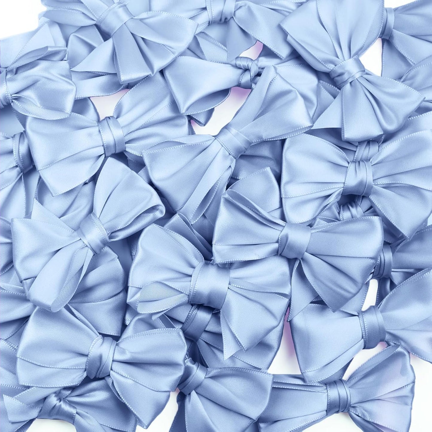 Jacriah Dusty Blue Twist Tie Bows for Treat Bags, 30 Pack 3.5 Inch Premade Satin Ribbon Bows for Gift Wrapping Crafts Party Decoration Wedding Favors Bridal Shower Christmas Tree Decor Cake Pops Candy