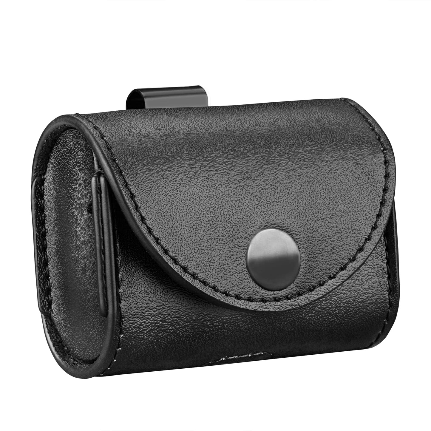 Geekria Protective Carrying Pouch Compatible with Apple AirPods 4th/3rd, AirPods Pro 2nd/Pro 1st, Leather Clip-On Case Cover, Durable Belt Holder (Black)