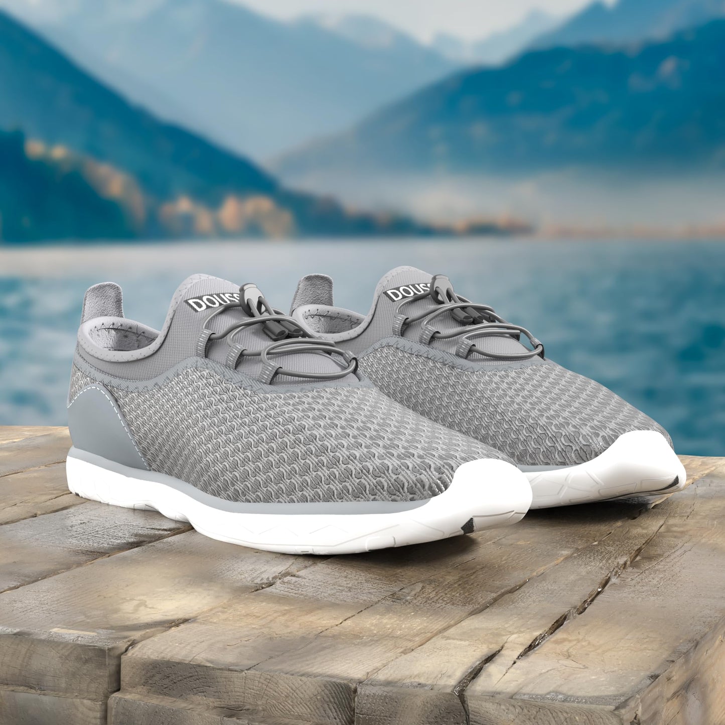 DOUSSPRT Men's Water Shoes Quick Drying Sports Aqua Shoes Dark Grey Size 11