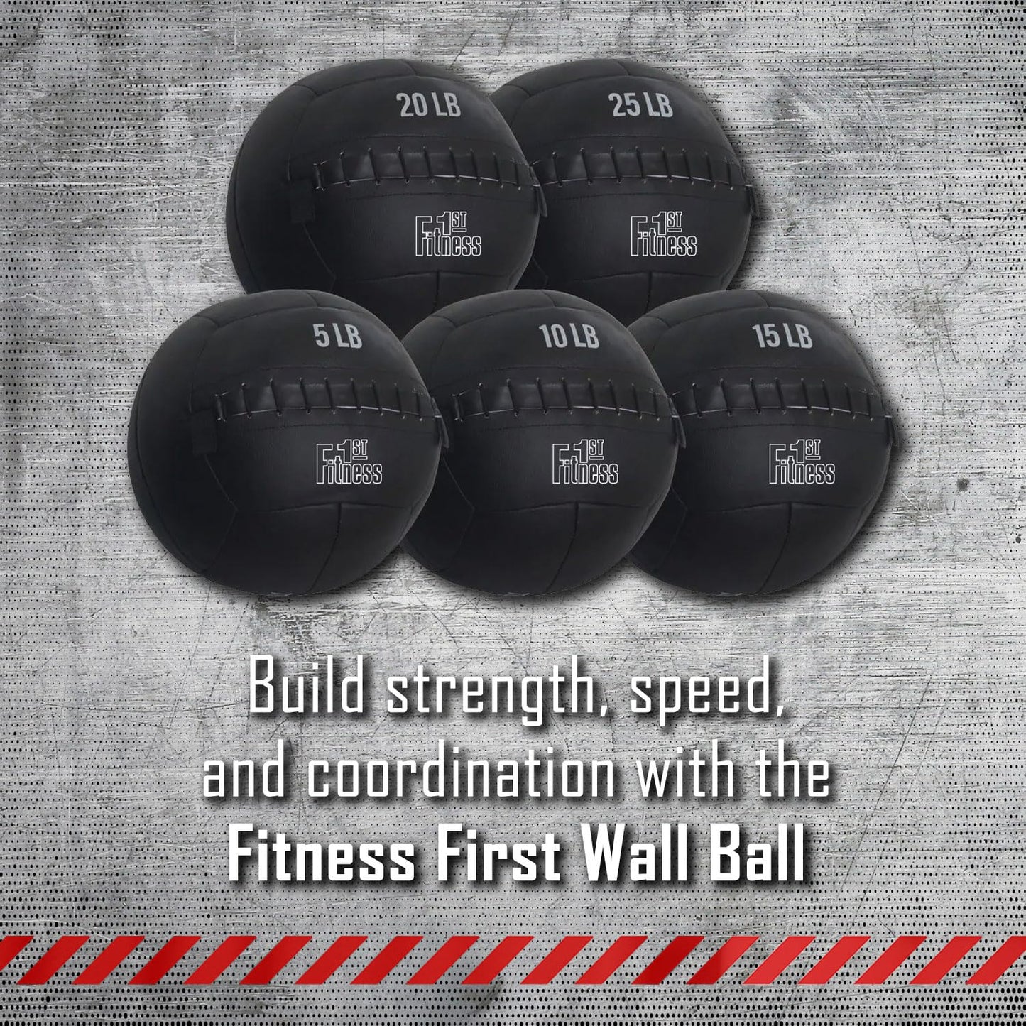 Fitness First Wall Ball – Grippable Padded Medicine Ball for Functional Strength Training, Speed, Coordination & Conditioning, Multiple Weight Options for Progressive Resistance, 5 lbs