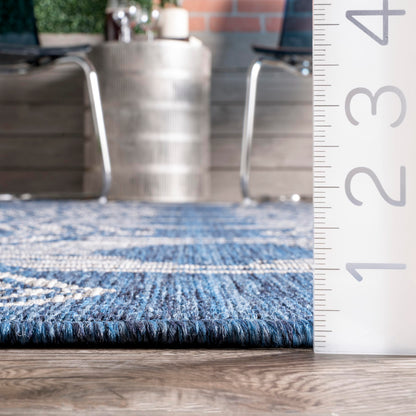 Nuloom Ranya Blue/Ivory, 4' x 6', Tribal Geometric, Soft and Cozy, High Traffic, Stain Resistant, Easy Clean, Durable Area Rug for Indoor/Outdoor Patio, Deck, Porch, Garden, Courtyard