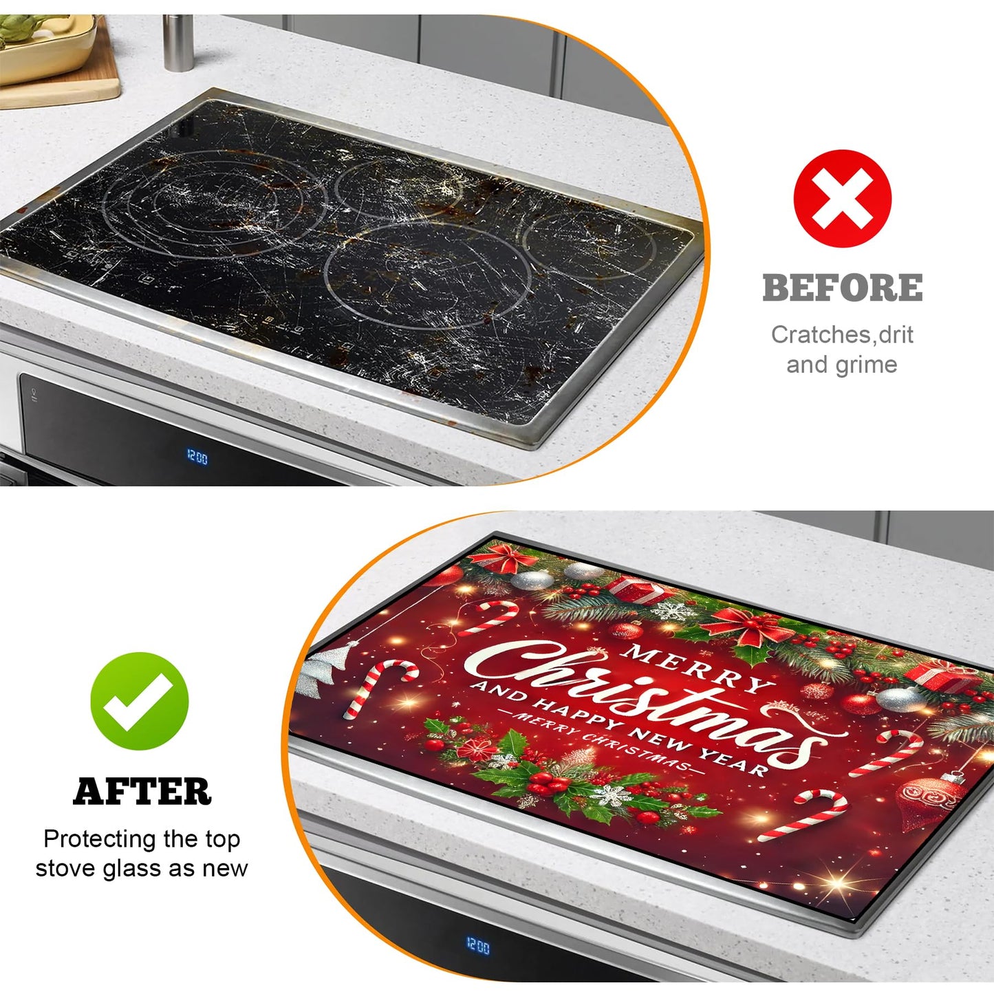 Stove Top Cover for Electric Stove: 28''×20'' Stove Cover Elevate Your Kitchen Reliable Heat Protection,Non-Slip Kitchen Decor (MAI-G2411289)