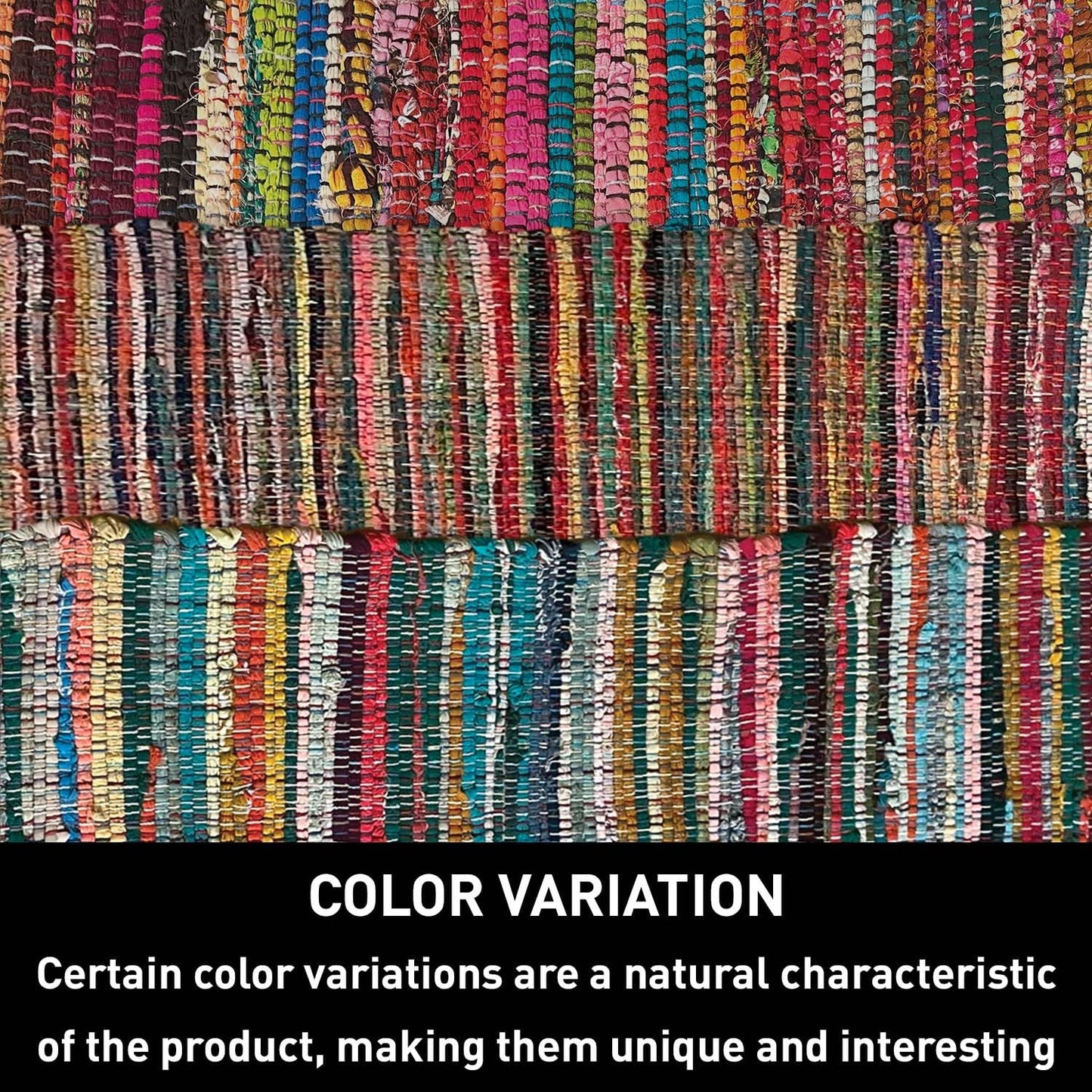 Chardin home - Eco Friendly 100% Recycled Cotton Colorful Chindi Runner Area Rug - 2'x7', Multi