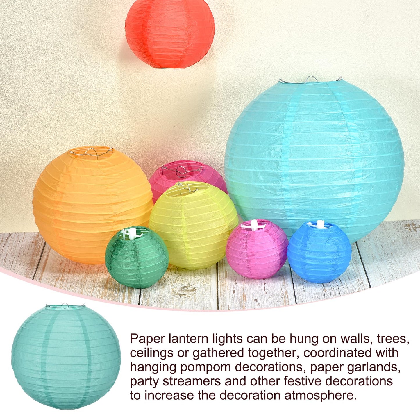MECCANIXITY 3PCS Paper Lanterns Decorative, 12 Inch Blue Round Hanging Ball Lantern Chinese Lanterns for Home Decor, Birthday, Wedding,Christmas Party
