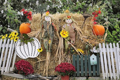 Metal Pumpkin Stakes Yard Signs Fall Decor Decorative Garden Stake Lawn Pumpkins Ornaments Outdoor Autumn Decoration for Harvest Halloween Thanksgiving (26" H White x2)