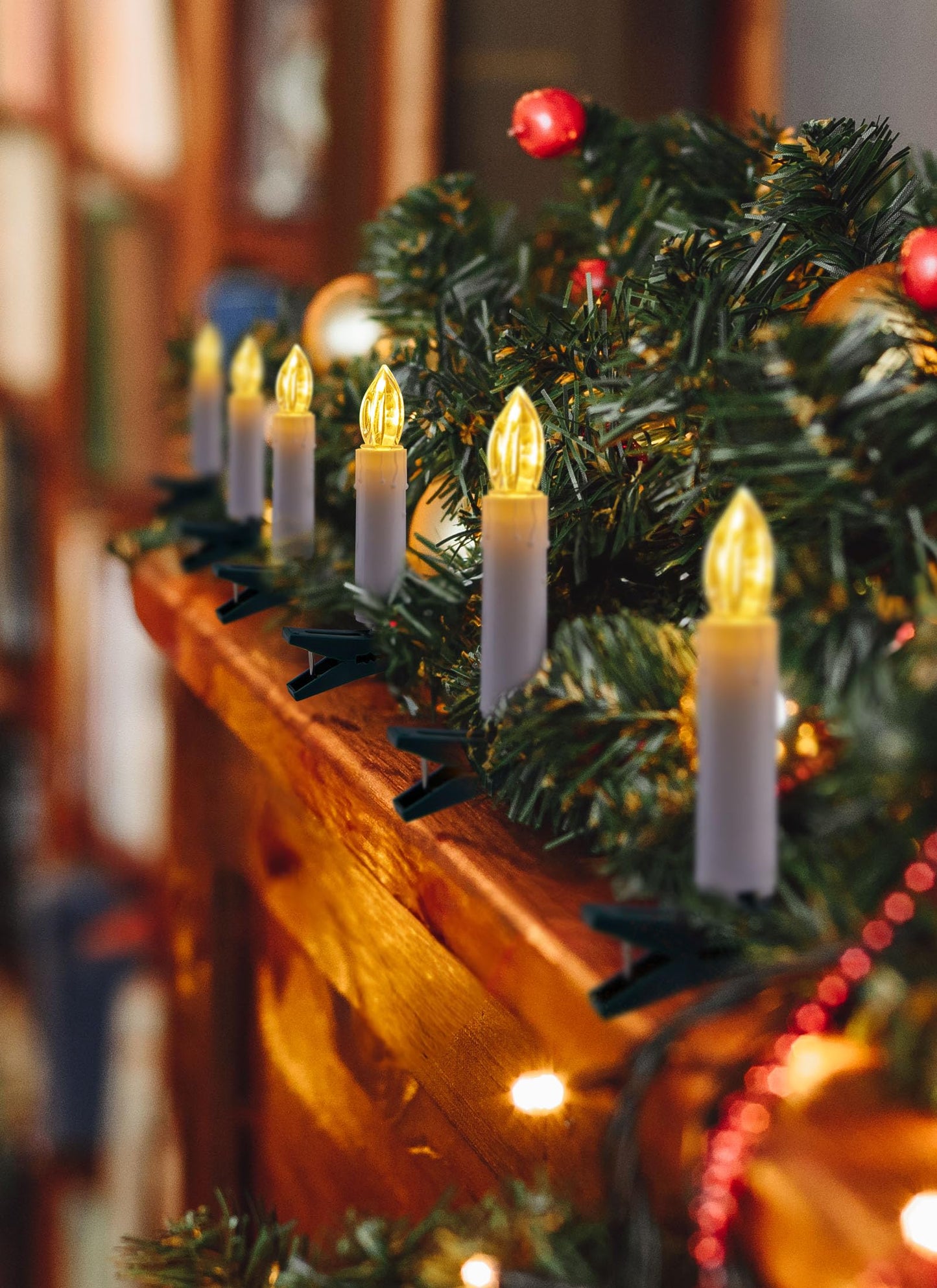 Christmas Tree Candle String Lights Plug in, 50 LED Flameless Candle Lights with Clips, 48Feet Candle Twinkle Lights for Xmas Tree Festive Holiday Seasonal Celebration Decoration, Warm White