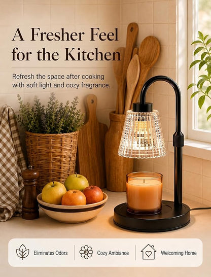 Girece Candle Warmer Lamp with Timer and Dimmer, Adjustable Height Electric Candle Warmer for Jar Candles, 2 Bulbs, Birthday Gifts for Women, Modern Home Decor Housewarming Gifts New Home
