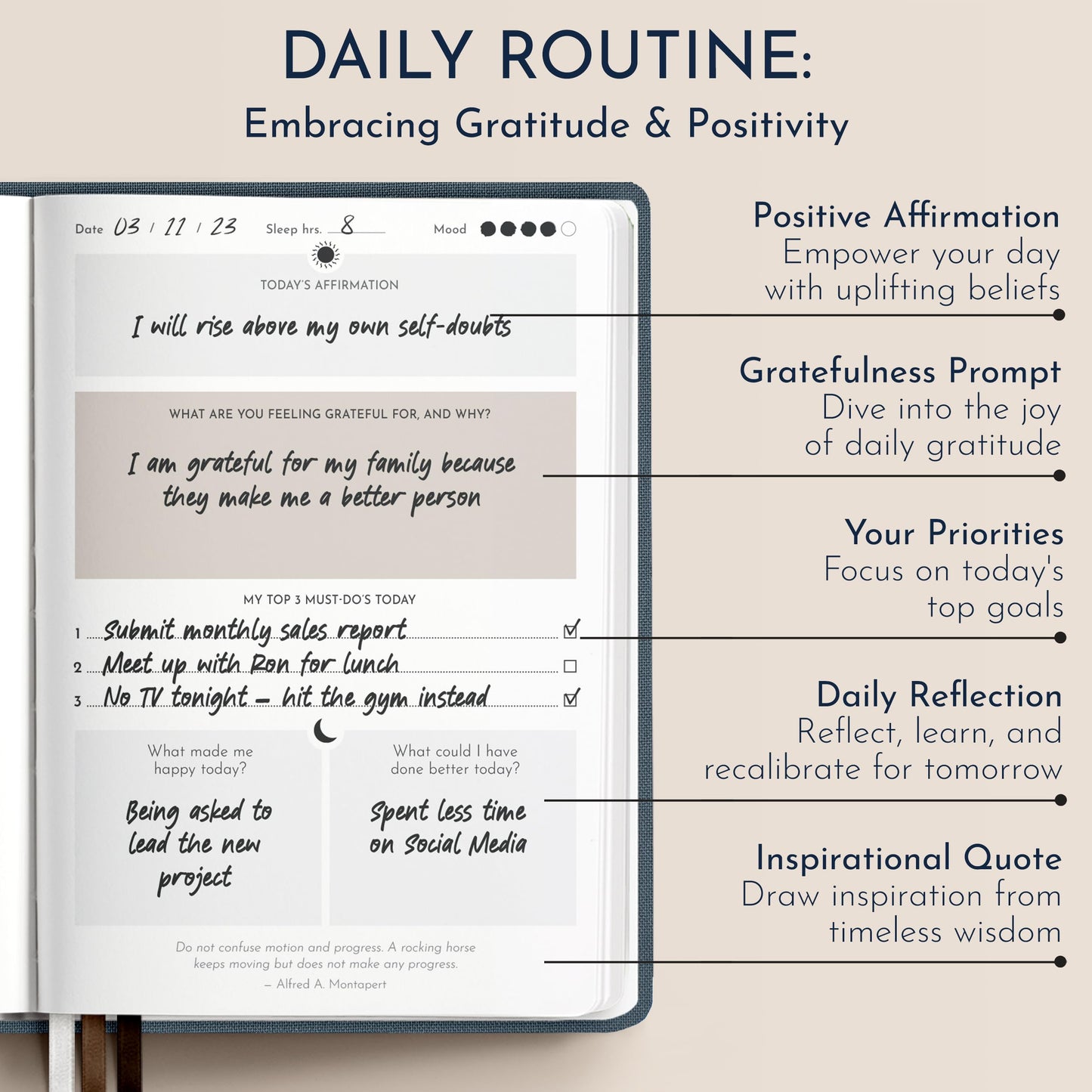 Premium Gratitude Journal for Men – 6 Month Guided Daily Prompts, Habit Tracker – Hardcover, 249 Pages, Lay Flat, 100gsm Paper – Mens Mindfulness Gifts, Mental Health, Self Mastery, Gift Boxed