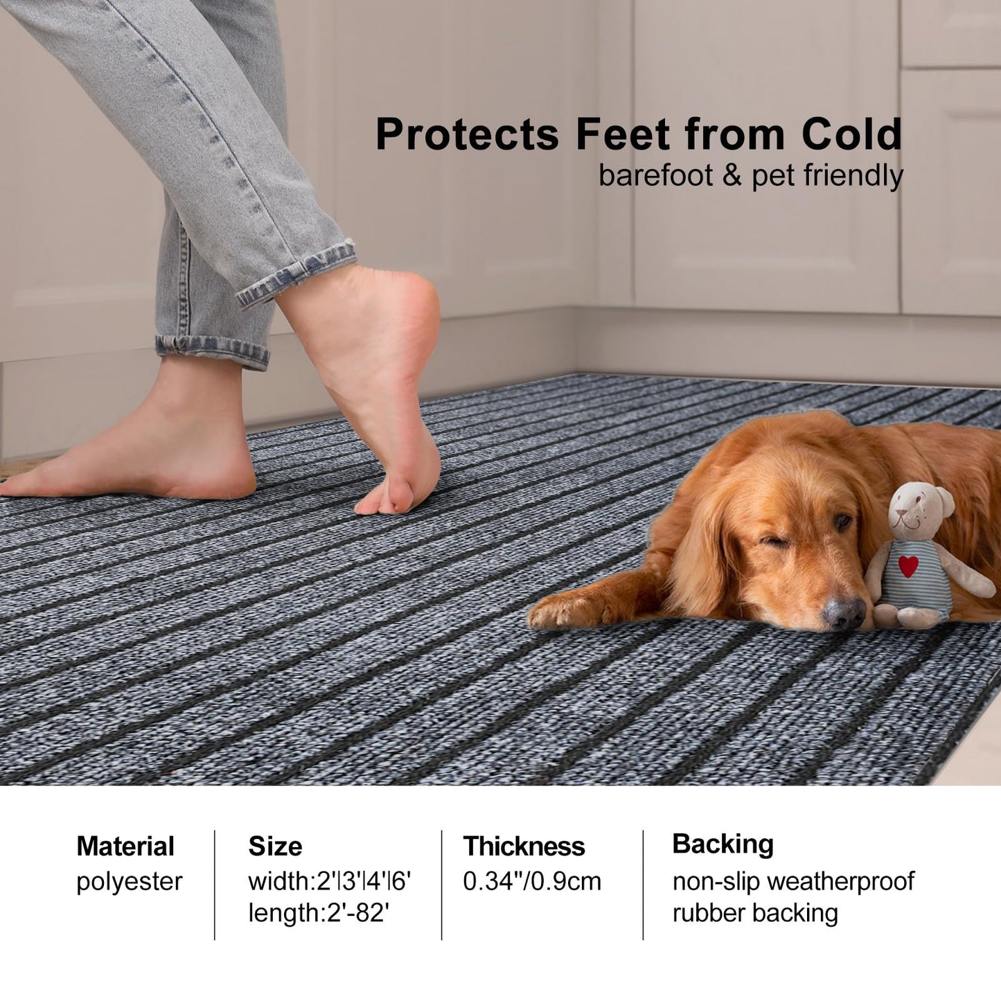 BESTVUE 2' x 6' Runner Rugs with Rubber Backing, Outdoor Indoor Utility Non Slip Carpet Rug Runner for Hallway, Custom Size Area Rugs Mat for Entryway Balcony Patio Kitchen Garage Stair Laundry