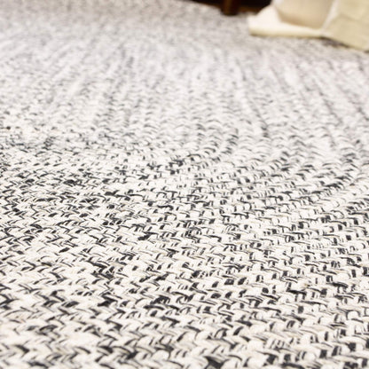 Super Area Rugs Farmhouse Braided Rug Cotton Kitchen Reversible Carpet, Black & White, 3' X 5' Oval