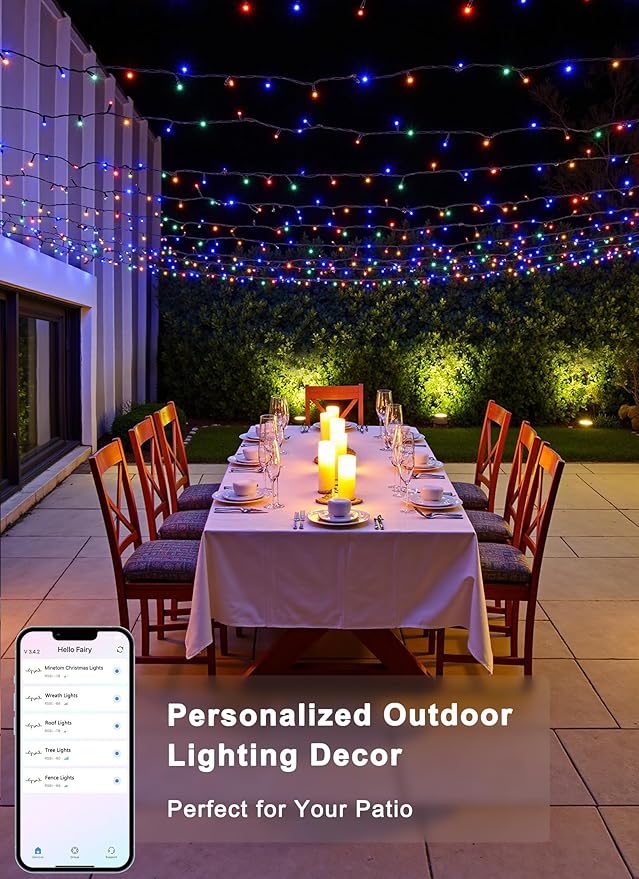 Minetom LED Color Changing Smart RGB Christmas Tree Lights, 33ft 100LED String Lights, 16 Milion Adjustable Colors Fairy Lights with Remote & Timer & Memory Function for Xmas Tree Holiday Party