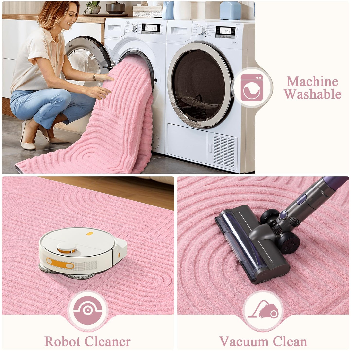 Pauwer Pink Area Rug for Girls Bedroom 2x3 Soft Fluffy Non Slip Machine Washable Rugs Arch Modern Indoor Mat Fuzzy Floor Carpet for Kids Nursery Living Room Dorm Playroom Dining Baby Home Decor