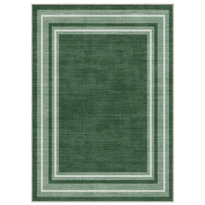 OPPODREAM Border Soft Area Rugs 5x7, Washable Green Rug with Non Slip Backing, 5 x 7 Faux Cashmere Low-Pile 5x7 Carpet