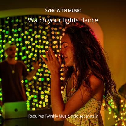Twinkly Strings 400 LED RGB+White, LED Light String, in- and Outdoor Smart Multicolor LED Lights, Mappable LEDs, Compatible with Alexa, and Google Home, IP44, Green Wire, 105ft