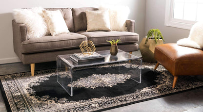 Unique Loom Reza Collection Traditional Persian Style Area Rug, Rectangular 5' 0" x 8' 0", Black/Beige