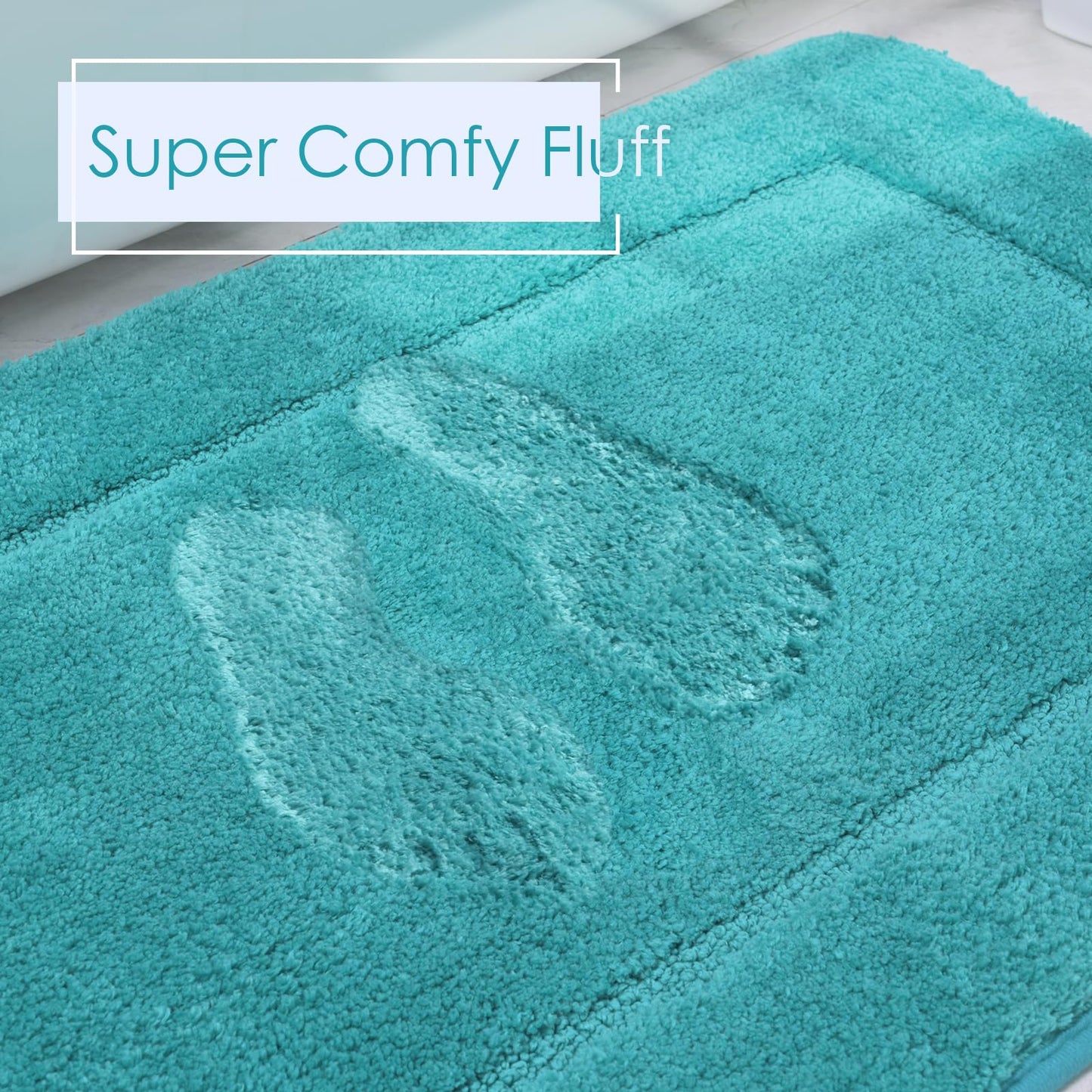 LOCHAS Bathroom Rug Set Teal Blue, Soft Bath Rug Set 2 Piece, Toilet Mat U-Shaped 20x20 and 34x20 Bath Rugs, Quickly Dry Mats for Bathroom, Tub, Washable, Super Absorbent Floor Mat