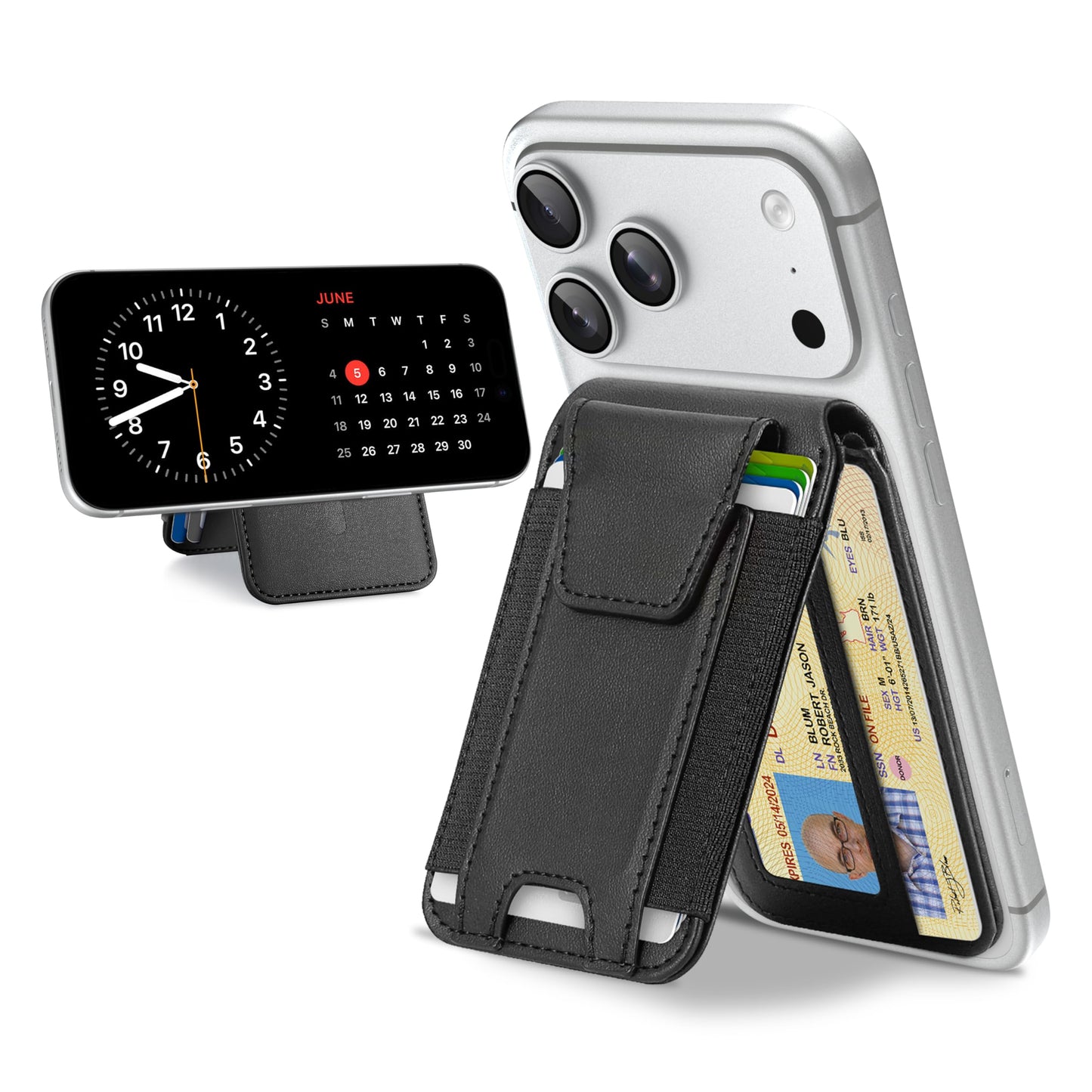 TopMade for MagSafe Wallet with Stand, Strongest Magnetic Wallet for iPhone 17/16/15/14/13/12 Series, Leather Magnetic card holder with Adjustable Stand, 9 Cards Holder, RFID Blocking, Black