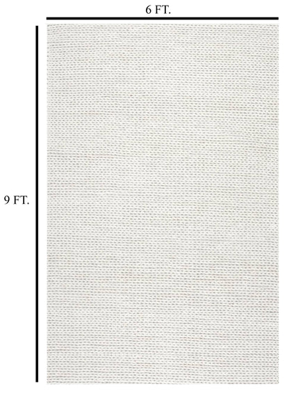 FRELISH DECOR Wool Cotton Area Rug for Living Room and Bedroom, 6'x9' Handwoven Braided Chunky Knit Cable Rugs, Farmhouse Contemporary Area Rug: Wool Ivory Premium