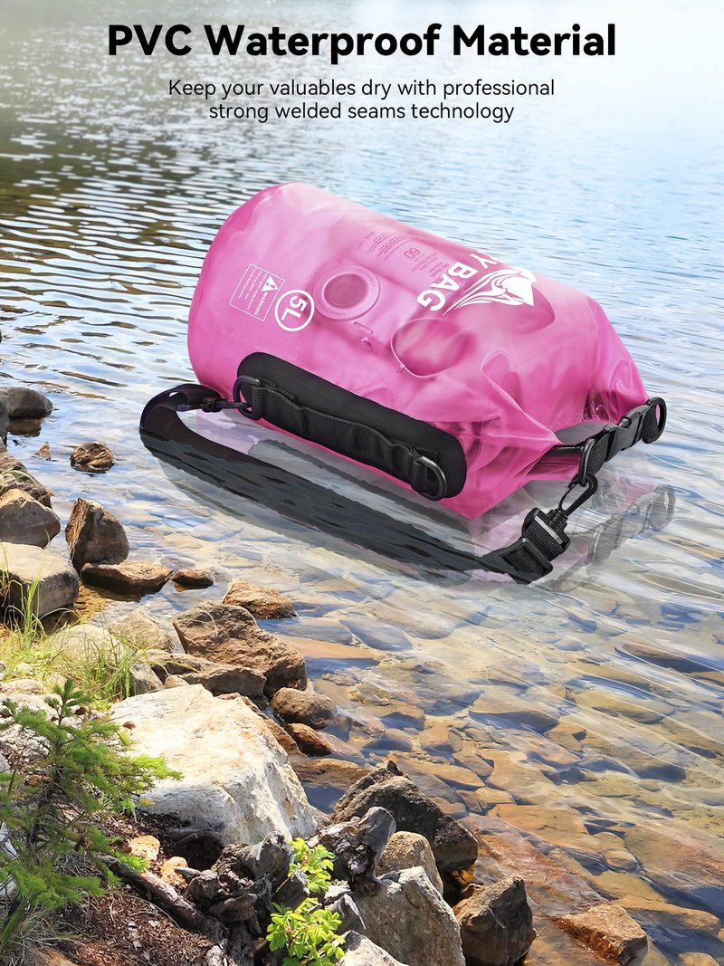 HEETA Dry Bag Waterproof for Women Men, Roll Top Lightweight Dry Storage Bag Backpack with Phone Case for Travel Swimming Boating Kayaking Paddle Board Camping Beach Accessories (Rose Red, 30L)