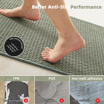 TYUU Bathroom Rugs Non Slip Washable, Super Absorbent Thin Bath Mat Small Quick Dry Low Pile Bathroom Rug, Sage Green 16"x24"