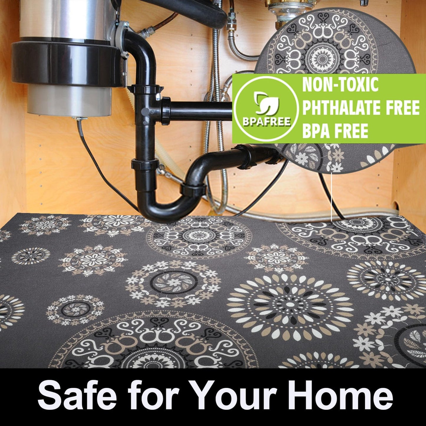 AiBOB Waterproof Under Sink Mat, Absorbent Quick Dry Sink Liners Protect Cabinets, Durable Shelf Liners, Slip Resistant and Non-Adhesive, 24X36, Multi