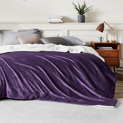 Bedsure GentleSoft Sherpa Fleece Blankets King Size for Bed - Thick and Warm Throw for Women, Soft Fuzzy Plush King Blanket for Winter, Purple, 108x90 Inches