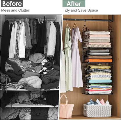 6-Tier Closet Hanging Organizer Shelves, Hanging Closet Organizer and Storage