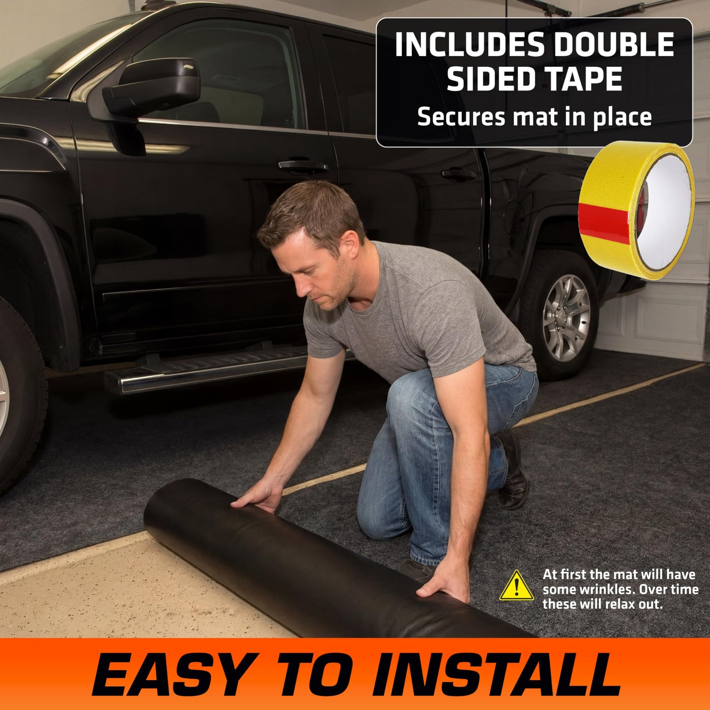 Armor All Jumbo XXL Garage Floor Mat (22' x 8'10"), Waterproof Garage Flooring, Absorbent, Premium Oil Spill Resistant Garage Pad, Durable, Protects Surfaces (Includes Double Sided Tape) (USA Made)