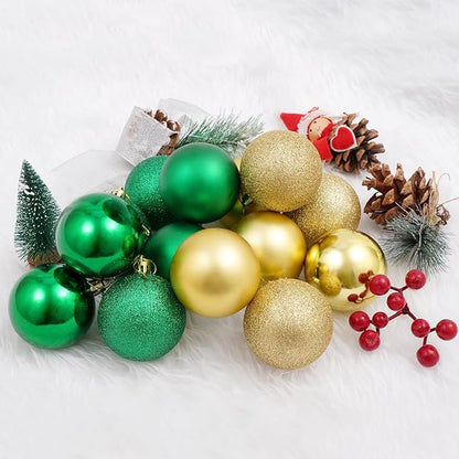 30ct Halloween Ball Ornaments, Shatterproof Halloween Tree Decorations, Perfect Hanging Ball for Indoor/Outdoor Holiday Party Decor (Green, Gold, 2.36'')
