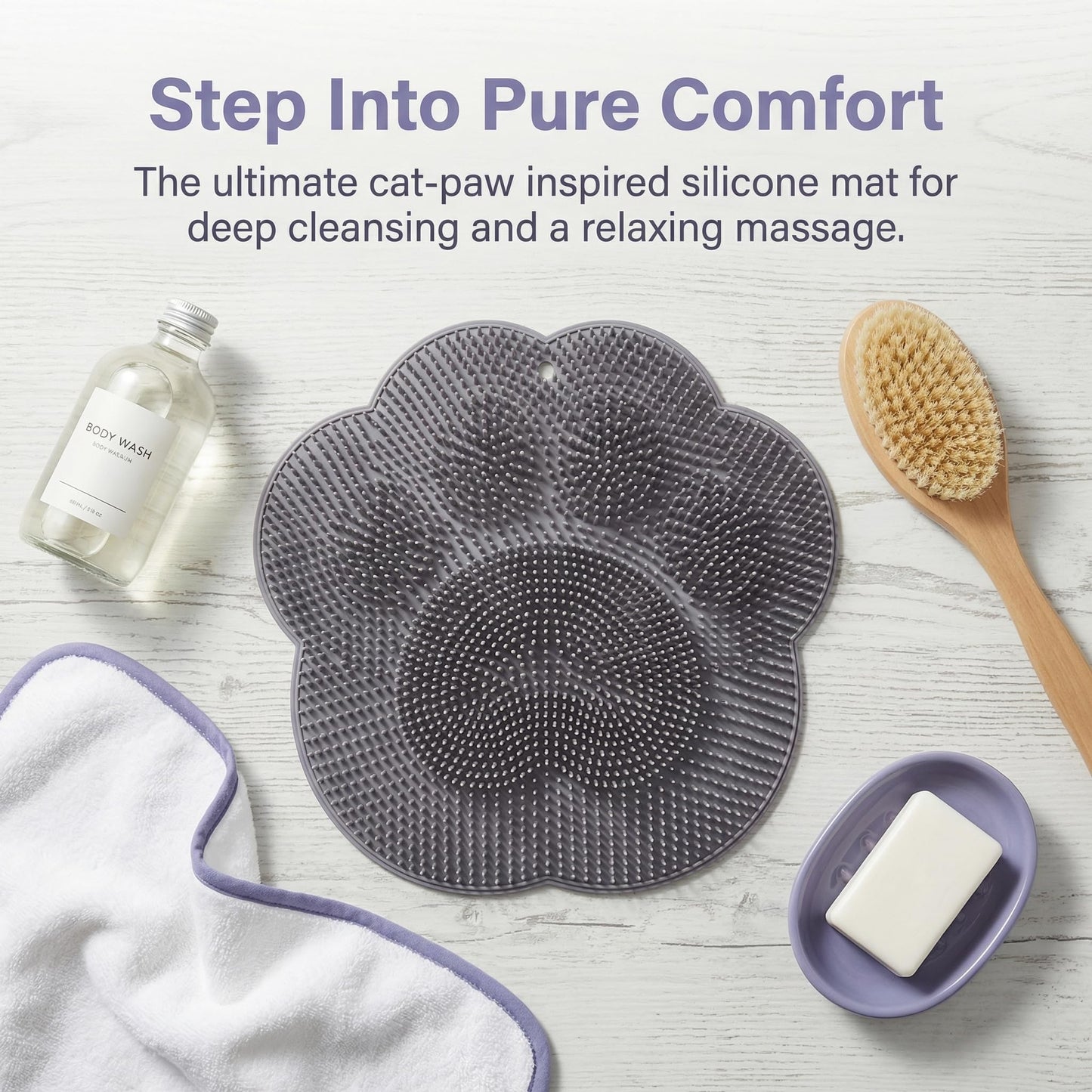 Foot Scrubber Mat for Use in Shower - Shower Foot Cleaner Dead Skin, Foot Massager Spa Mat for Men & Women to Soothe Achy Feet, Non Slip Suction Cups