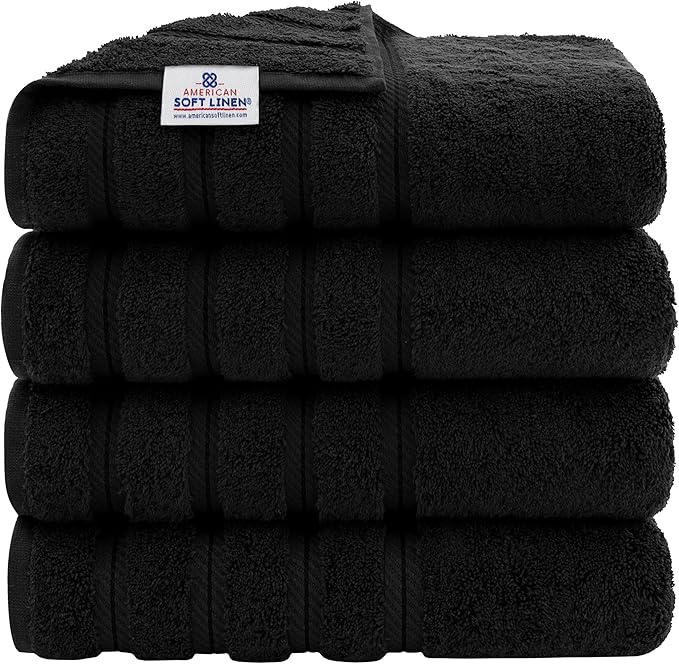 American Soft Linen Luxury 4 Piece Bath Towel Set, 600 GSM 100% Cotton Turkish