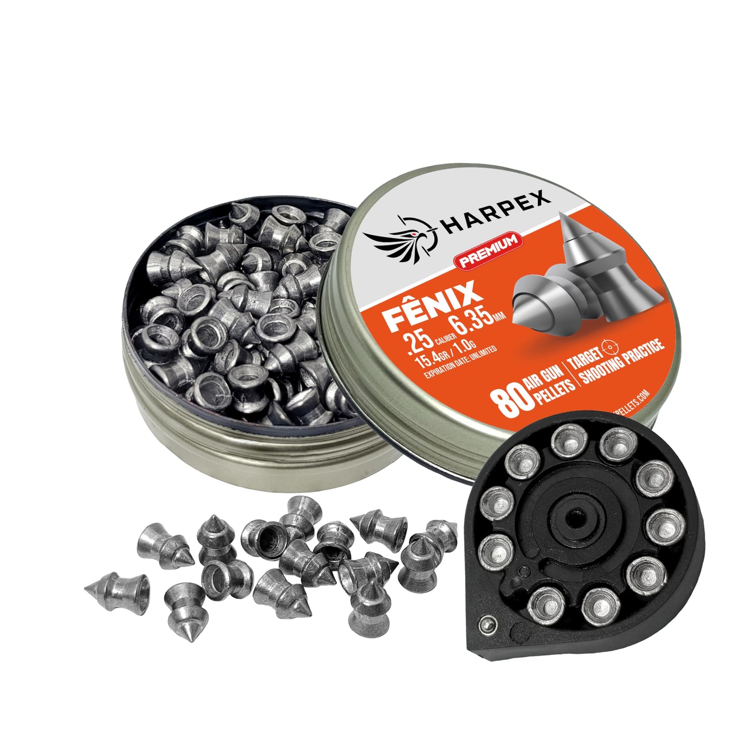 Harpex Fenix Premium .25 Cal Airgun Pellets – Lightweight Precision Lead – High Accuracy for Target Shooting & Small Game – Consistent Performance (25Cal 80ct)